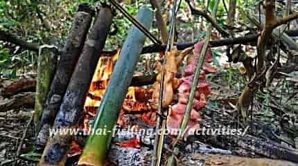Lunch at the jungle river in Thailand