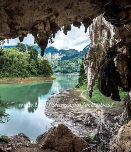 Entrance to Pra Kie Phet Cave near Cheow Lan Lake
